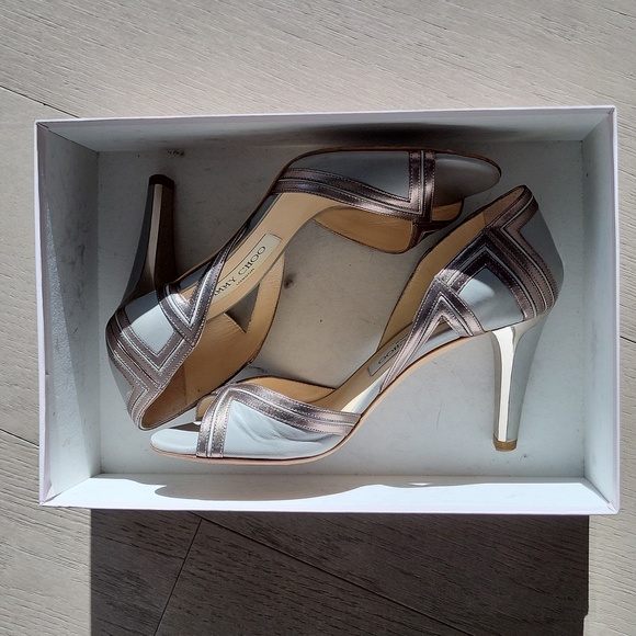 Jimmy Choo Size 37 Blue & Silver Bridal Shoes - Picture 2 of 10